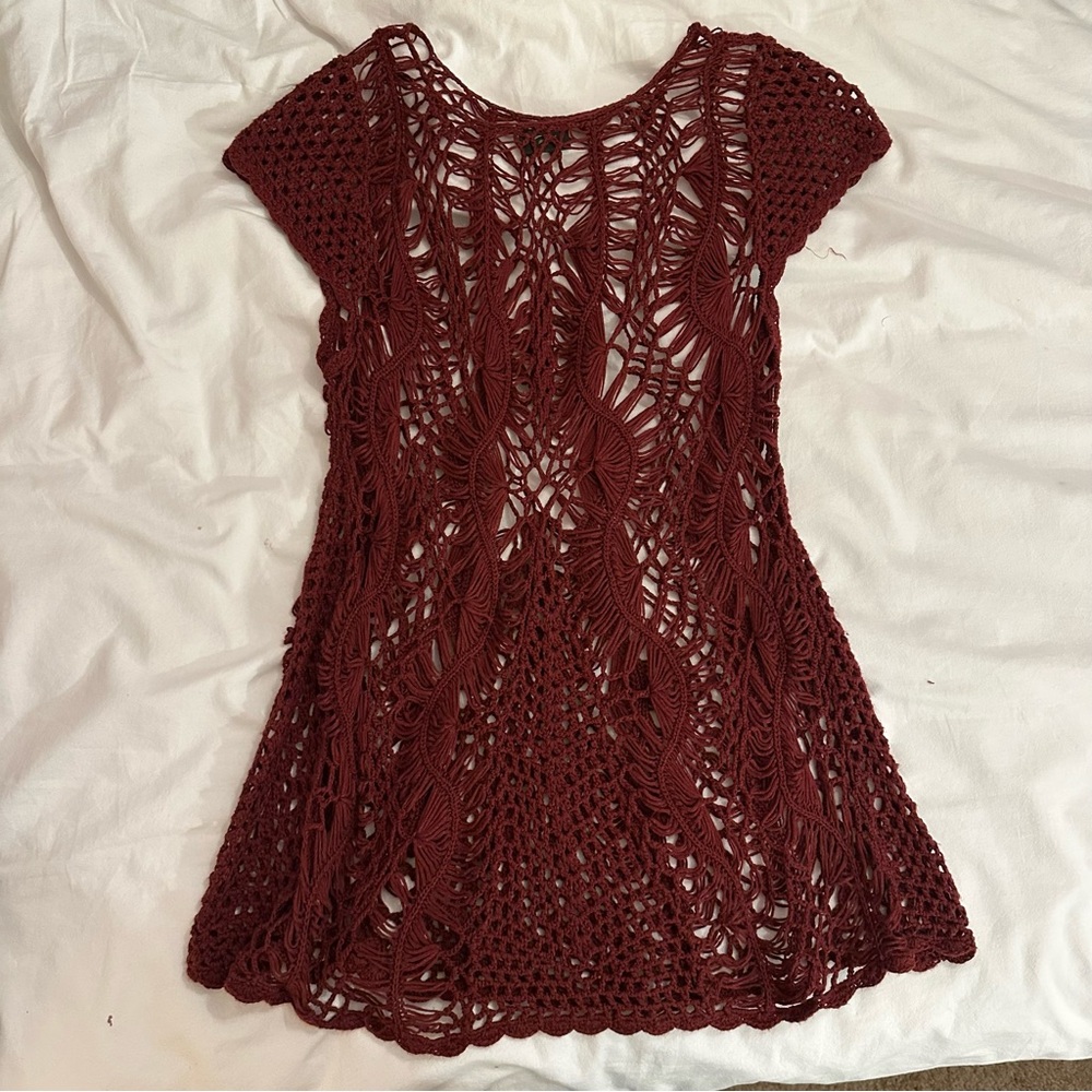 burgundy crochet top